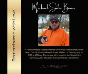 Bowes Michael John Mildura, Victoria AUS Death, Obituary